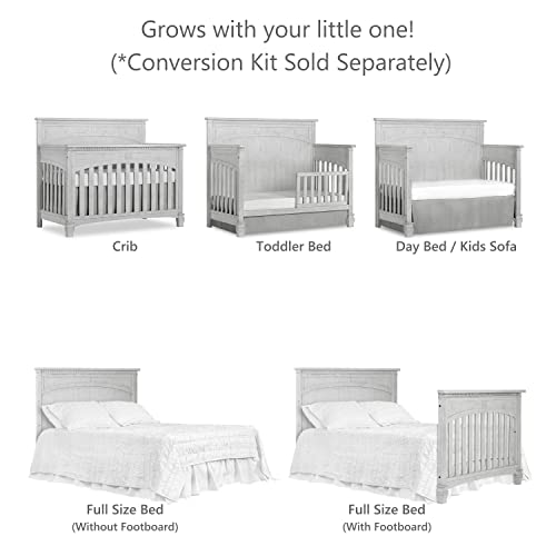 Dream On Me Evolur Santa Fe 5-in-1 Convertible Crib in Antique Mist, Greenguard Gold Certified, Features 3 Mattress Heights, Wooden Nursery and Bedroom Furniture, Baby Crib