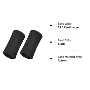 WILLBOND 6 Inch Wrist Sweatband Sport Wristbands Elastic Athletic Wrist Bands for Sports (Black)