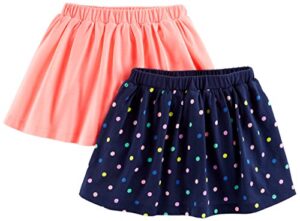 simple joys by carter's toddler girls' knit scooters (skirt with built-in shorts), pack of 2, navy dots/pink, 5t