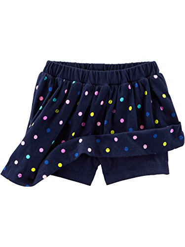 Simple Joys by Carter's Toddler Girls' Knit Scooters (Skirt with Built-in Shorts), Pack of 2, Navy Dots/Pink, 5T