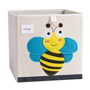dodymps foldable animal canvas storage toy box/bin/cube/chest/basket/organizer for kids, 13 inch (bee)