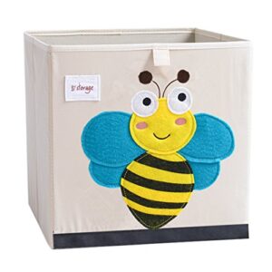 DODYMPS Foldable Animal Canvas Storage Toy Box/Bin/Cube/Chest/Basket/Organizer For Kids, 13 inch (Bee)