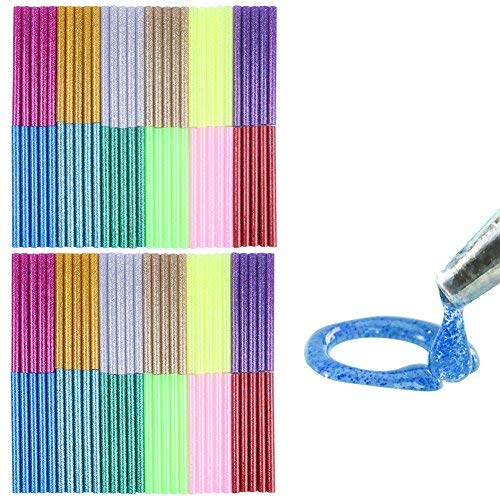 COCODE 12 Colors 120Pcs Hot Glue Gun Sticks 7mm by 10cm Hot Melt Glue Sticks Mini Glitter for DIY Art Craft Woodworking