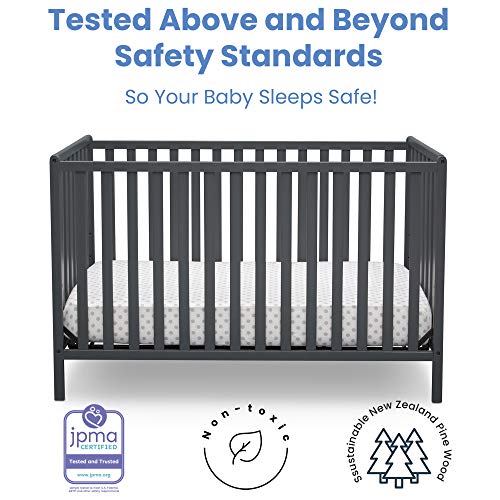 Delta Children Fancy 4-in-1 & Mattress, Dark Chocolate with Twinkle Stars Crib & Toddler Mattress