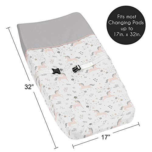 Pink, Grey and Gold Changing Pad Cover for Unicorn Collection by Sweet Jojo Designs