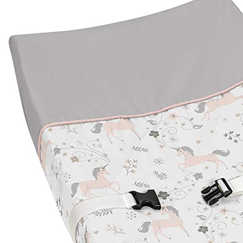 Pink, Grey and Gold Changing Pad Cover for Unicorn Collection by Sweet Jojo Designs