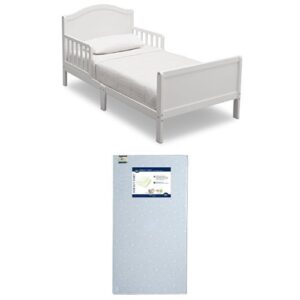 delta children bennett toddler bed, bianca white with serta perfect start crib and toddler mattress