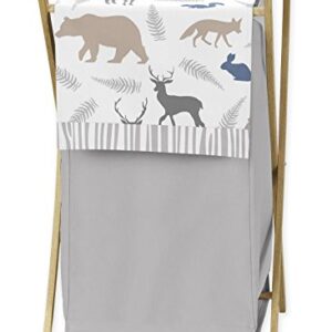 Sweet Jojo Designs Baby Children Kids Clothes Laundry Hamper for Blue Grey and White Woodland Animals Bedding Set