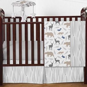 Sweet Jojo Designs Baby Children Kids Clothes Laundry Hamper for Blue Grey and White Woodland Animals Bedding Set