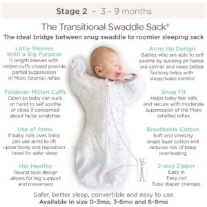 Amazing Baby Transitional Swaddle Sack with Arms Up Half-Length Sleeves and Mitten Cuffs, Tiny Elephants, Pink, Medium, 3-6 months, 14-21 lbs (Better Sleep for Baby Girls, Easy Swaddle Transition)