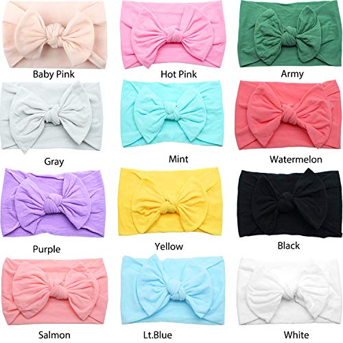 CELLOT Super Stretchy Soft Knot Headbands with Hair Bows Head Wrap Hair Accessories For Newborn Baby Girls Infant Toddlers Kids