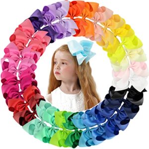 30pcs big 6 inch hair bows for girls grosgrain ribbon toddler hair accessories with alligator clips for toddlers baby girls kids teens