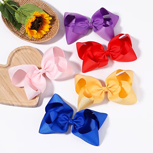 30PCS Big 6 Inch Hair Bows for Girls Grosgrain Ribbon Toddler Hair Accessories with Alligator Clips for Toddlers Baby Girls Kids Teens