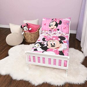 Disney Minnie Mouse Toddler Bed, Microfiber Bedsheet Set for Toddler, 3 Pcs Bedding Set - 52" x 28"