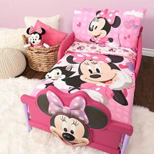 Disney Minnie Mouse Toddler Bed, Microfiber Bedsheet Set for Toddler, 3 Pcs Bedding Set - 52" x 28"