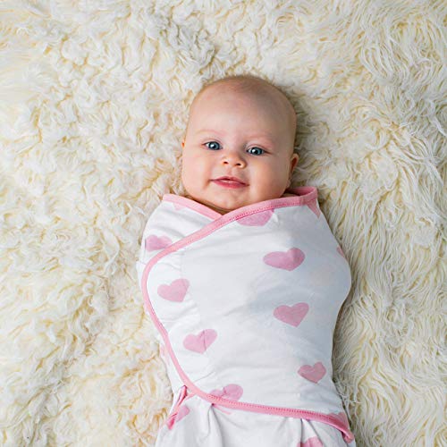 Baby Girl Swaddle Blanket Adjustable Wrap Set Size Small/Medium, 0-3 Months - 3 Pack - Pink Peony, Pink Heart, Pink Buffalo Plaid - Newborn Swaddle, Baby Swaddles by Ziggy Baby