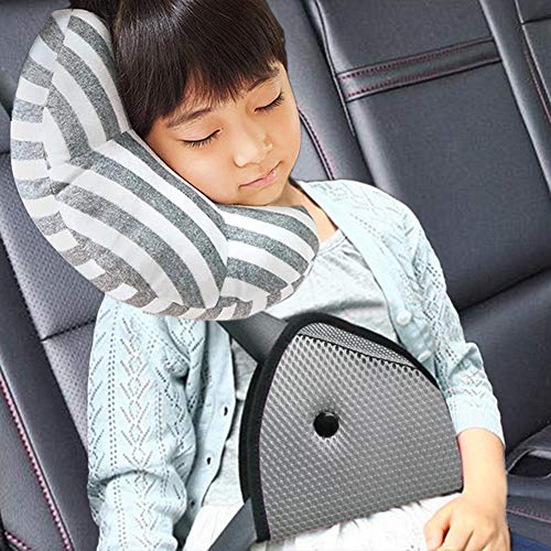 DODYMPS Car Seat Travel Pillow Neck Support Cushion Pad and Seatbelt Adjuster for Kids, Safety Belt Sleeping Pillow and Adjuster for Cars, Safety Strap Covers (2 PCS)