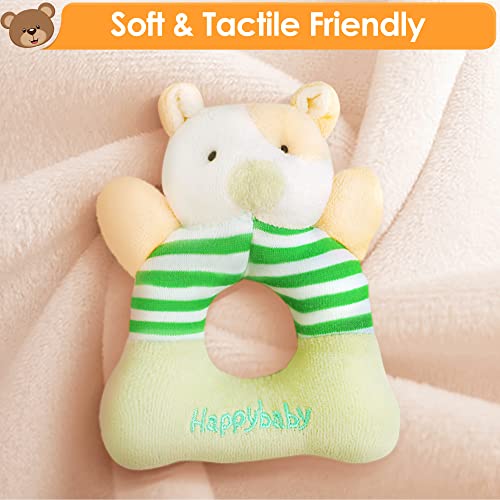 iPlay, iLearn 4 Plush Baby Soft Rattle Toys, Hand Grab Sensory Shaker, Farm Stuffed Animal Set, Infant Easter Basket Girls, Unique Newborn Shower Gifts for 2 3 6 9 12 18 Month 1 Year Old Boys Toddlers