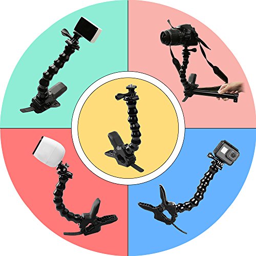 Suptig Jaws Flex Clamp Mount Gooseneck Mount for GoPro Hero 11 Hero 10 Hero 9 Hero 8 Hero 7 Hero 6 Hero 5 Hero 4 Session Hero 3+ Hero 3 Arlo Arlo pro Action Cameras