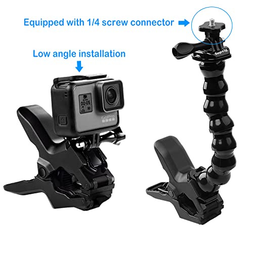 Suptig Jaws Flex Clamp Mount Gooseneck Mount for GoPro Hero 11 Hero 10 Hero 9 Hero 8 Hero 7 Hero 6 Hero 5 Hero 4 Session Hero 3+ Hero 3 Arlo Arlo pro Action Cameras