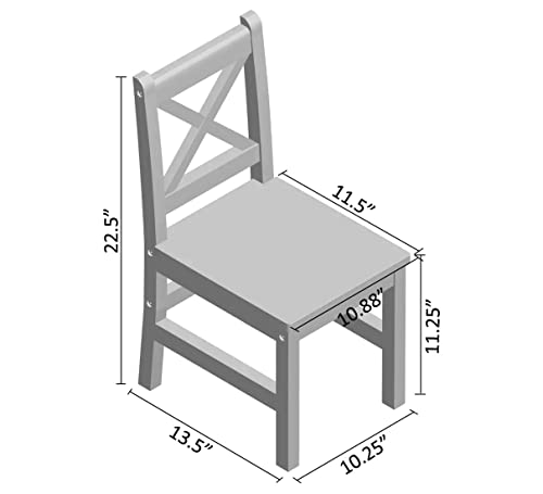 eHemco Solid Hard Wood Kids Table and Chair Set (2 Chairs Included), Espresso, 3 Piece Set