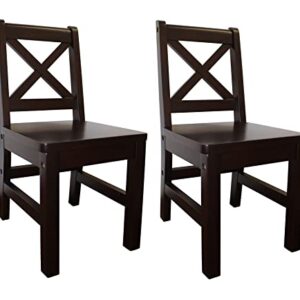 eHemco Solid Hard Wood Kids Table and Chair Set (2 Chairs Included), Espresso, 3 Piece Set