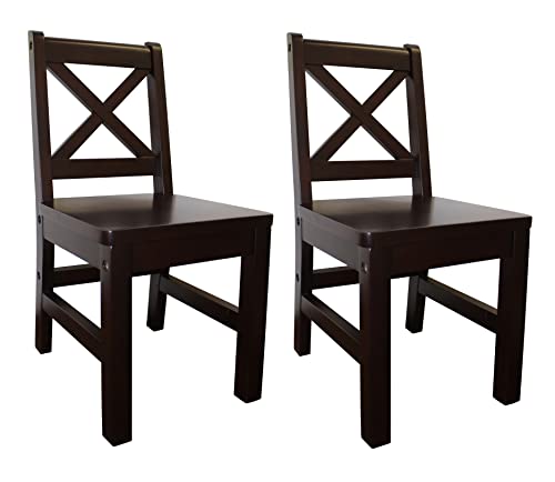 eHemco Solid Hard Wood Kids Table and Chair Set (2 Chairs Included), Espresso, 3 Piece Set