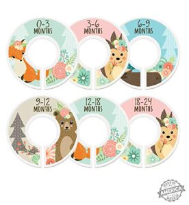 modish labels baby clothes size dividers, baby closet organizers, size dividers, baby closet organizers, closet dividers, clothes organizer, girl, woodland, scandinavian, nursery, fox, bear (baby)
