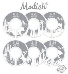 modish labels baby clothes size dividers, baby closet organizers, closet size dividers, baby closet organizers, clothes organizer, neutral, boy, girl, woodland animals, tribal, nordic (gray)