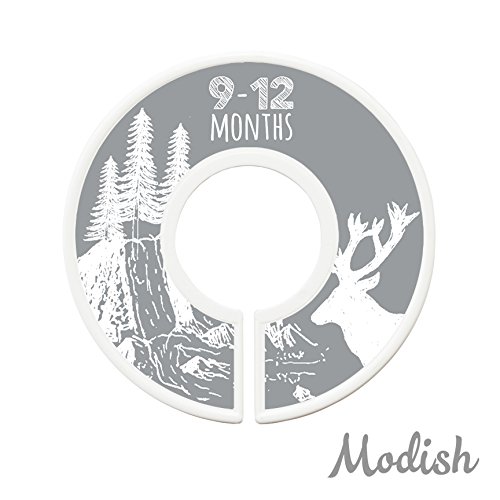 Modish Labels Baby Clothes Size Dividers, Baby Closet Organizers, Closet Size Dividers, Baby Closet Organizers, Clothes Organizer, Neutral, Boy, Girl, Woodland Animals, Tribal, Nordic (Gray)