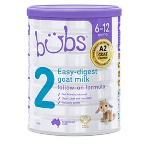 bubs goat milk follow-on formula stage 2, babies 6-12 months, made with fresh goat milk, 28.2 oz