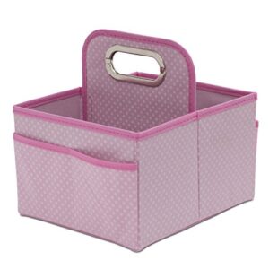 delta children portable nursery caddy - essential lightweight storage bin with multiple compartments - easy storage/organization solution, barely pink