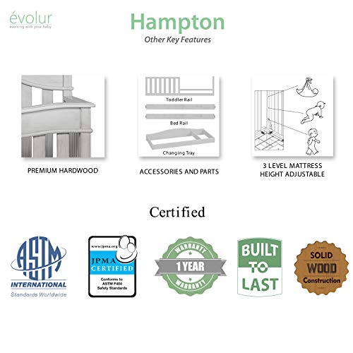 Evolur Hampton/ Parkland 5 in 1 LifeStyle Convertible Crib