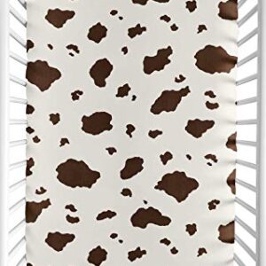 Sweet Jojo Designs Brown Cow Print Baby Boy Fitted Mini Portable Crib Sheet for Western Wild West Collection - for Mini Crib or Pack and Play ONLY