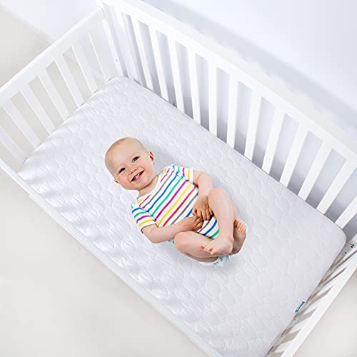 Crib Mattress Protector Pad Waterproof, Toddler Waterproof Crib Mattress Protector Cover, Machine Washable & Dryer Fit Baby Toddler Bed Mattress Protector (Standard Size 52” x 28”)