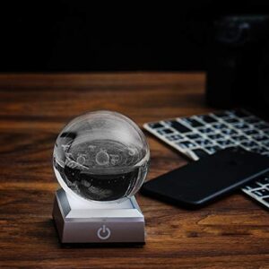 ERWEI 3D Solar System Model Crystal Ball 3.15" Laser Engraved Universe Planets Globe with Led Light Base Science Astronomy Gifts Educational Space Gift Kids Solar System Toys