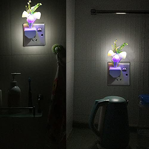 AUSAYE 2 Pack LED Sensor Night Light Plug-in NightLight Color Changing Lamp Mushroom Decor, Mini Cute Night Lights for Kids Adults Bedroom,Toilet, Bathroom, Stairs, Kitchen, Hallway