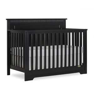 dream on me morgan 5 in 1 convertible crib in black, greengaurd gold certified, built of sustainable new zealand pinewood