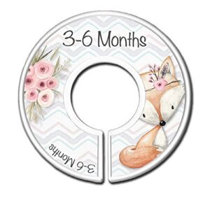 nursery closet size dividers, set of 11 (newborn to 5t), girls baby clothes organizers, forest animals, fox, raccoon, deer, rabbit, bunny, cute woodland creatures - gift for new mom, mom-to-be