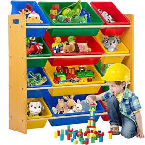 fdw toy organizer storage kids box playroom bedroom shelf drawer with plastic bins,nature