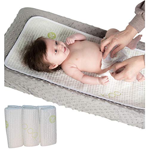 Absorbent Bamboo Baby Changing Table Pads 3 Pack - Reusable Extra Soft Baby Diaper Changing Liners - Leak-Proof - Stain Protective Cover for a Changing Dresser- Extra Large