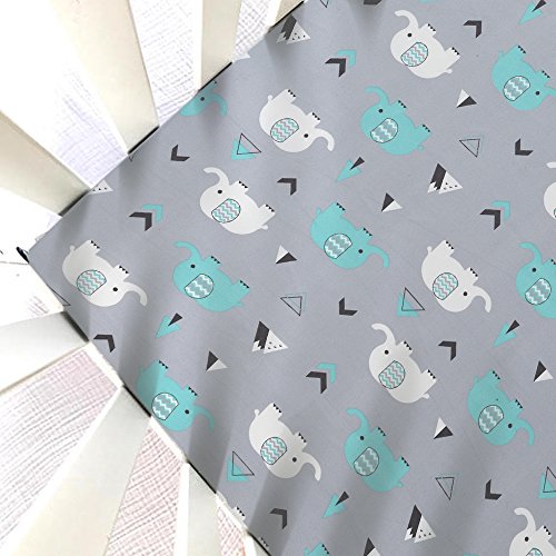 Stretchy Fitted Crib Sheets Set BROLEX 2 Pack Portable Crib Mattress Topper for Baby Boys Girls,Ultra Soft Jersey,Full Standard,Elephant & Whale