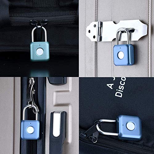 Fingerprint Padlock eLinkSmart Gym Padlock Locker Lock: Blue Metal Keyless Thumbprint Lock for Gym Locker School Locker Backpack Suitcase Luggage