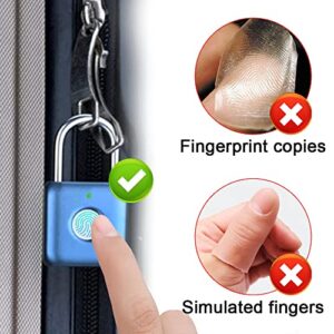 Fingerprint Padlock eLinkSmart Gym Padlock Locker Lock: Blue Metal Keyless Thumbprint Lock for Gym Locker School Locker Backpack Suitcase Luggage