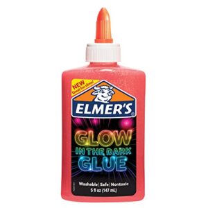 elmer's magical liquid slime activator (8.75 fluid ounces) and elmer's glow in the dark liquid glue, great for making slime, washable, assorted colors, 5 ounces each