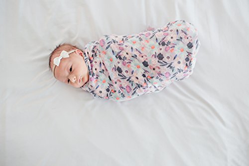 Copper Pearl Large Premium Knit Baby Swaddle Receiving Blanket Floral Morgan