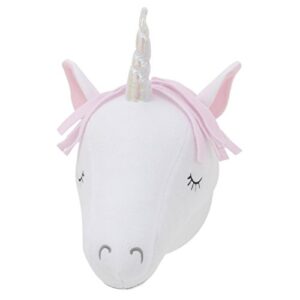 nojo little love 3-d white/pink unicorn stuffed wall hanging decor, fauxidermy - nursery, bedroom or playroom décor