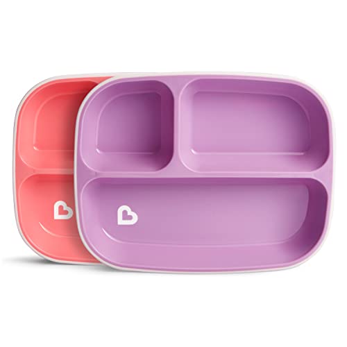 Munchkin® Splash™ 4 Piece Toddler Divided Plate and Bowl Dining Set, Pink/Purple