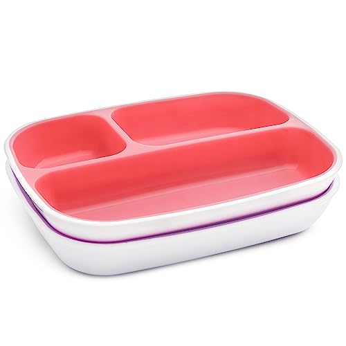Munchkin® Splash™ 4 Piece Toddler Divided Plate and Bowl Dining Set, Pink/Purple