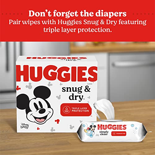 Baby Wipes, Unscented, Huggies Simply Clean Fragrance-Free Baby Diaper Wipes, 1 Flip-Top Pack (64 Wipes Total)